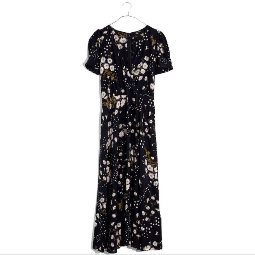 Madewell floral print wrap front midi dress